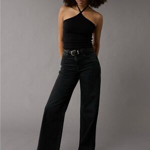 SOLD-AE Dreamy Drape Stretch Curvy Super High-Waisted Baggy Wide-Leg Jean